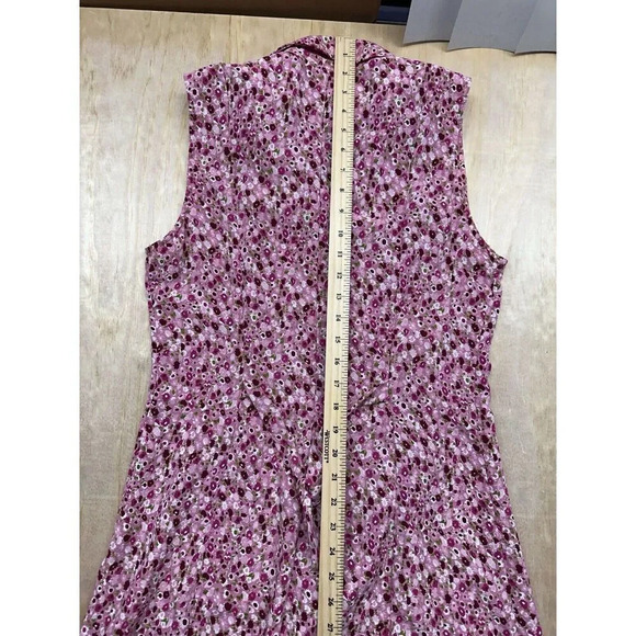 Floral Pink Button Down Sleeveless Dress Parisian Style Vintage - Picture 5 of 6